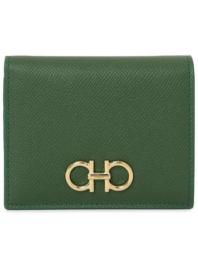 Gancini Compact Half Wallet Green - SALVATORE FERRAGAMO - BALAAN 2