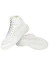 Men's SL24 Used-Look Perforated Leather Mid Top Sneakers White - SAINT LAURENT - BALAAN 5