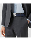 Reversible Monogram Leather Belt Navy - BURBERRY - BALAAN 6