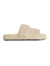 Triomphe Shearling Fur Slippers Beige - CELINE - BALAAN 1