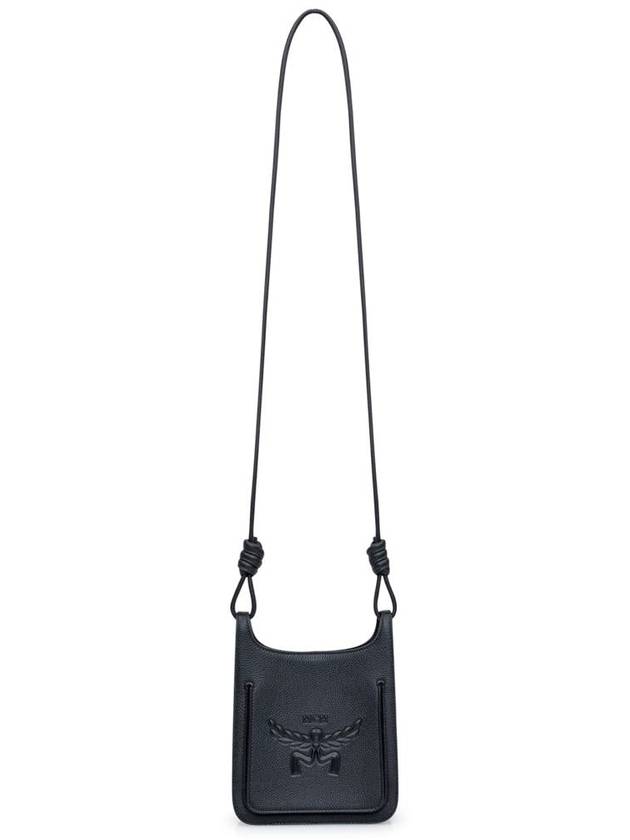 Himmel Hobo Embossed Logo Leather Cross Bag Black - MCM - BALAAN 3