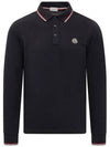 Logo Patch Cotton Long Sleeve Polo Shirt Navy - MONCLER - BALAAN 1