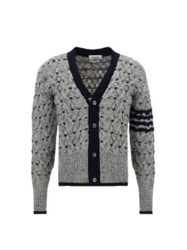 4 Bar Stripe Cable Knit Cardigan Grey - THOM BROWNE - BALAAN 2