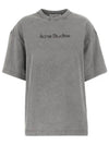 Faded Logo Relaxed Fit Cotton Short Sleeve T-Shirt Grey - ACNE STUDIOS - BALAAN 3