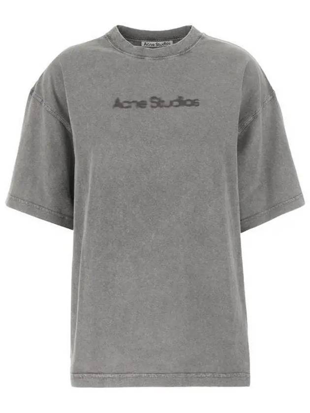 Faded Logo Relaxed Fit Cotton Short Sleeve T-Shirt Grey - ACNE STUDIOS - BALAAN 3