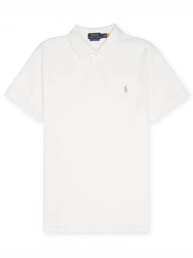 Embroidered Brown Pony Slim Fit Polo Shirt White - POLO RALPH LAUREN - BALAAN 2