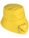 triangle logo pouch re-nylon bucket hat yellow - PRADA - 8