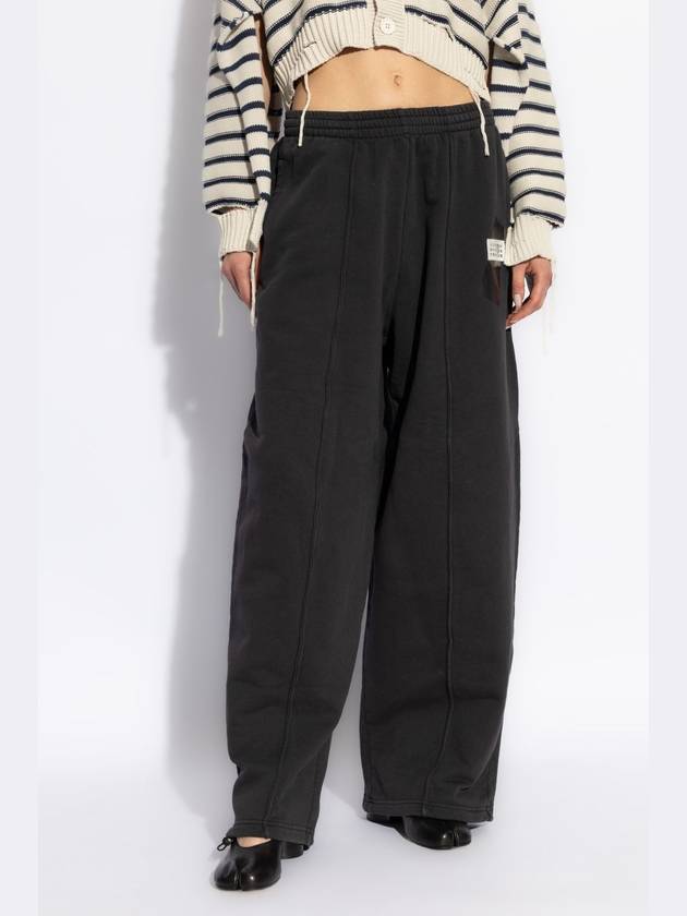 MM6 Maison Margiela Track Pants With Stitching On The Legs, Women's, Black - MAISON MARGIELA - BALAAN 3