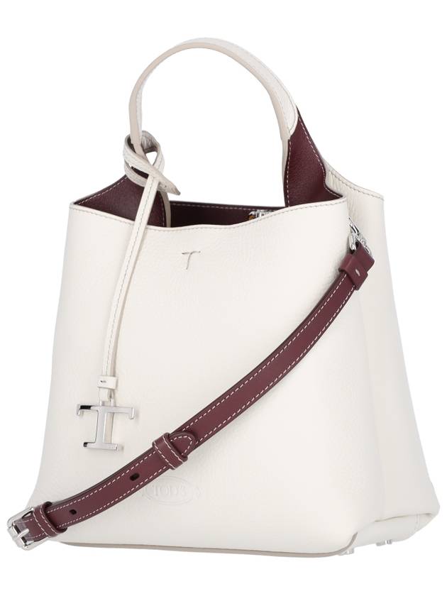 Logo Mini Leather Tote Bag White - TOD'S - BALAAN 3