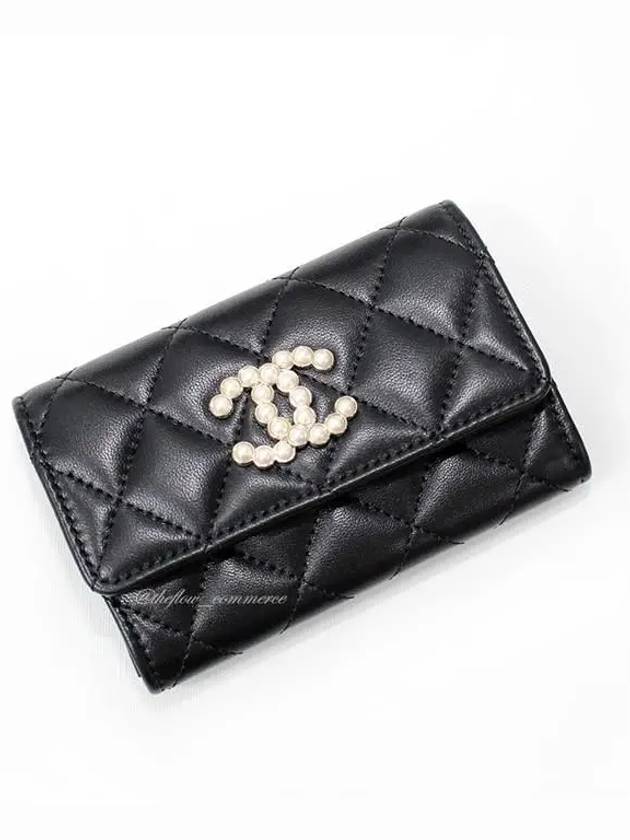 24SS PreCollection Pearl CC Classic Snap Card Wallet Lamb Skin AP3813 B15723 94305 - CHANEL - BALAAN 4