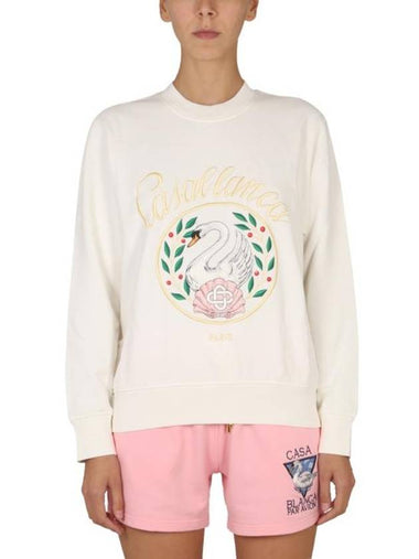 WoMen's Paris Swan Embroidery Logo Sweatshirt Ivory - CASABLANCA - BALAAN 1