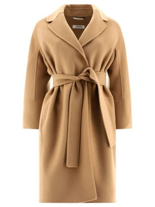 Women's Arona Belt Virgin Wool Single Coat Camel - S MAX MARA - BALAAN 1