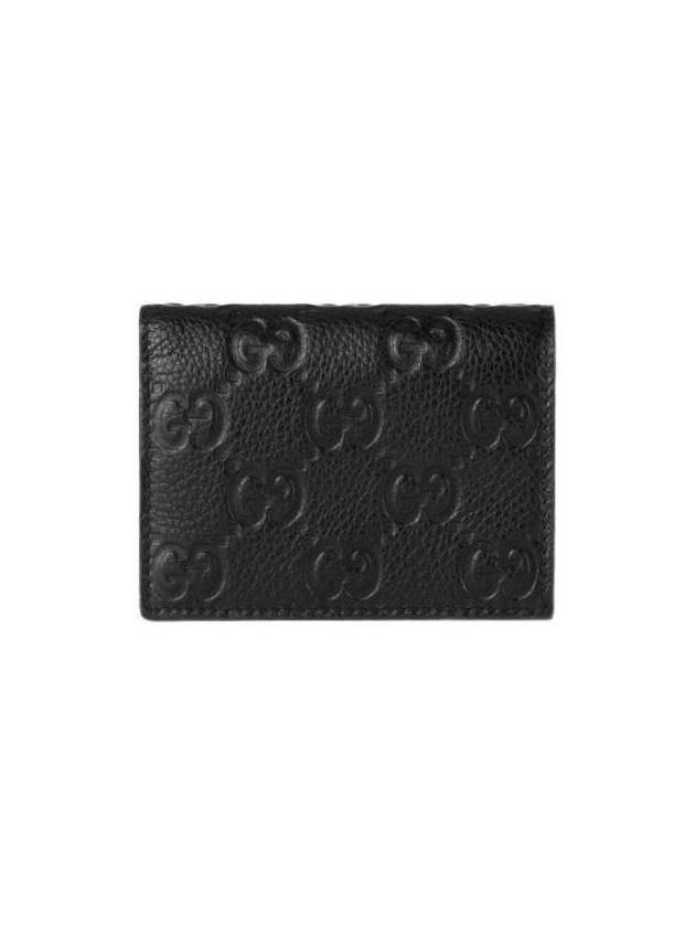 GG Emblem Mini Leather Half Wallet Black - GUCCI - BALAAN 1