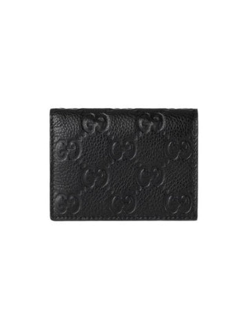 GG Emblem Mini Leather Half Wallet Black - GUCCI - BALAAN 1