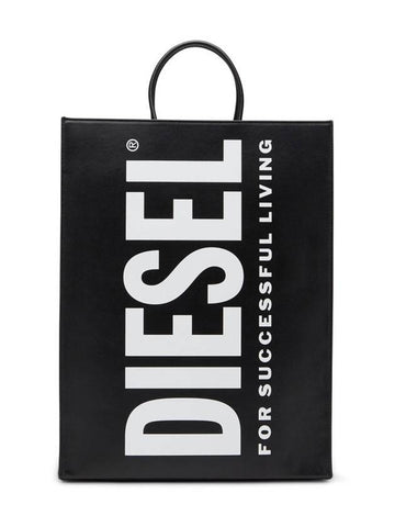 DSL Large Logo Tote Shopper Bag Black X09020 - DIESEL - BALAAN 1