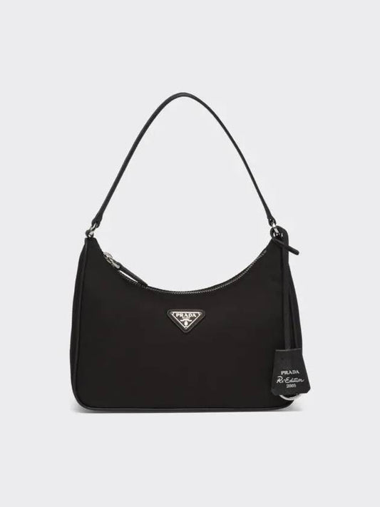 Re-Edition Saffiano Trimming Re-Nylon Shoulder Bag Black - PRADA - BALAAN