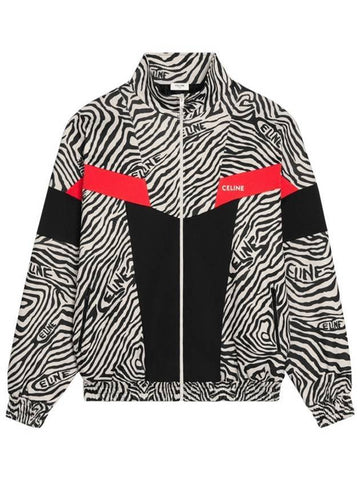 zebra jersey zip-up track jacket black red - CELINE - BALAAN 1