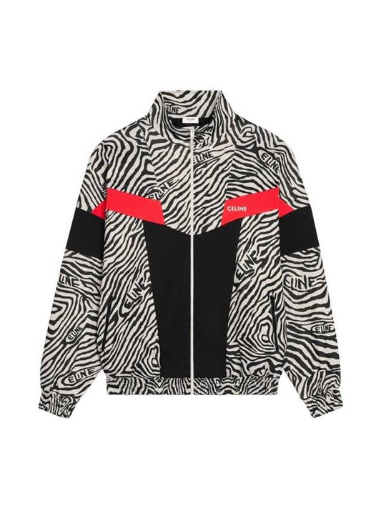 zebra jersey zip-up track jacket black red - CELINE - BALAAN 1