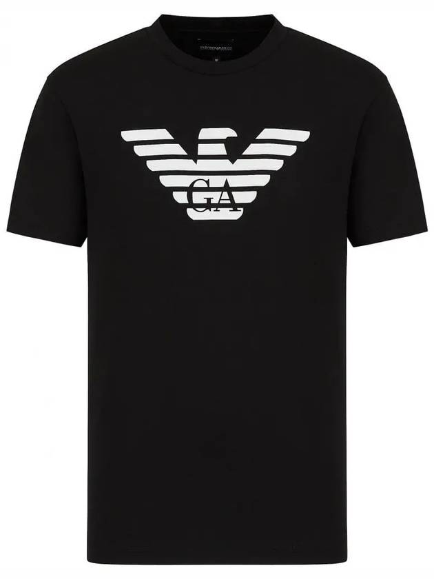 logo print short sleeve t-shirt black - EMPORIO ARMANI - BALAAN 3