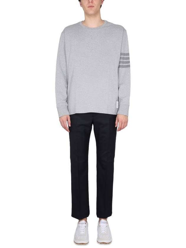 4 Bar Armband Tonal Long Sleeve T-Shirt Grey - THOM BROWNE - BALAAN 4