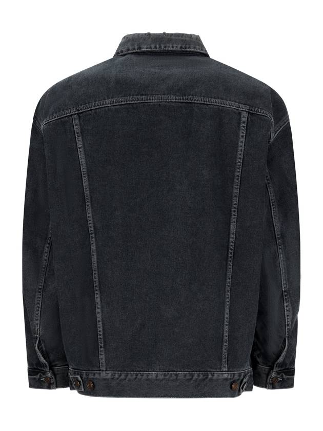 Egg Shape Denim Jacket Dark Blue Black - SAINT LAURENT - BALAAN 3