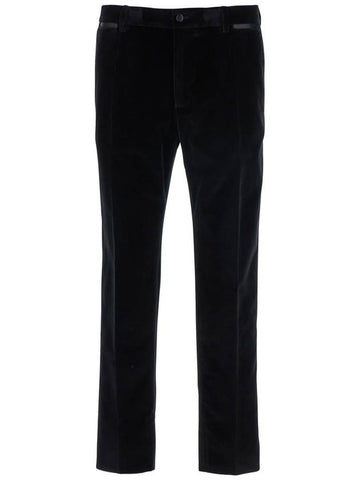 Black Pants With Belt Loops In Velvet Stretch Man - DOLCE&GABBANA - BALAAN 1