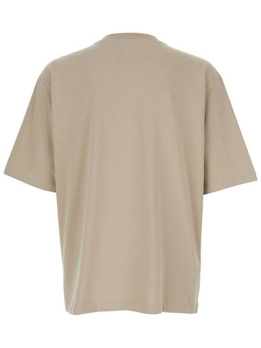 Beige Crewneck T-Shirt With Maxi Logo Print On The Front In Cotton Man - DSQUARED2 - BALAAN 1