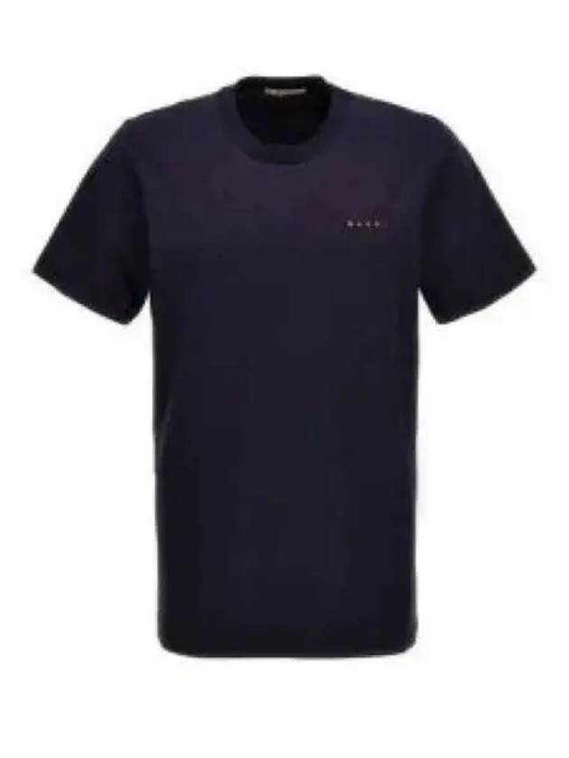 Logo Cotton Short Sleeve T-Shirt Midnight Blue - MARNI - BALAAN 2