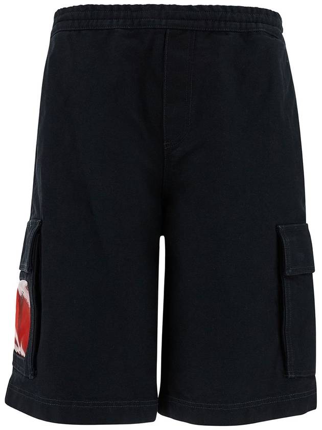 Black Cargo Bermuda Shorts With Logo Embroidery In Cotton Man - 44 LABEL GROUP - BALAAN 1