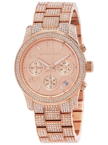 Michael Kors Runway Chronograph Quartz Crystal Rose Gold Dial Ladies Watch MK7481 - MICHAEL KORS - BALAAN 1