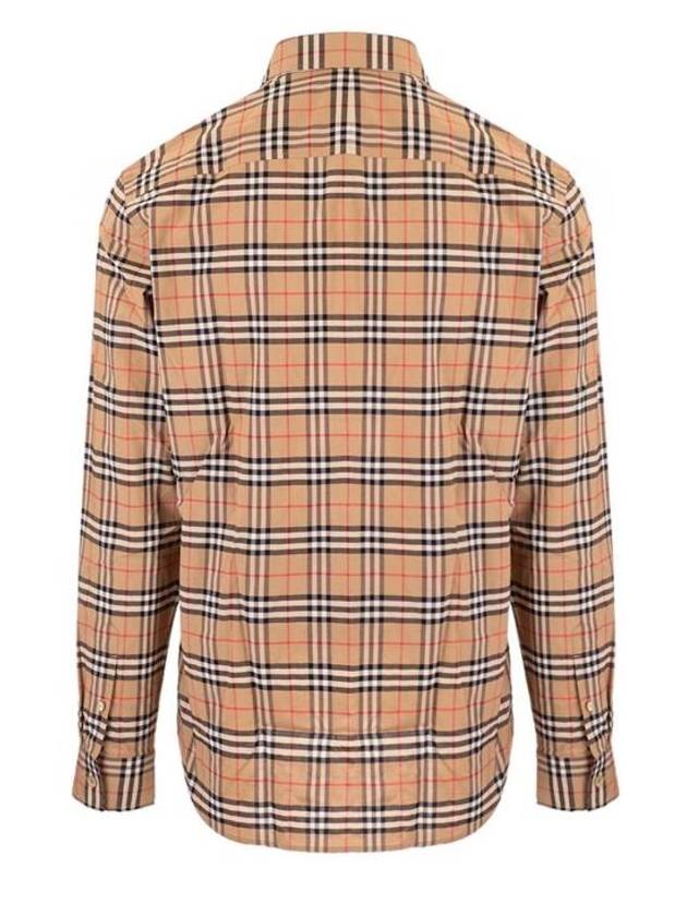 Small Scale Check Stretch Cotton Long Sleeve Shirt Beige - BURBERRY - BALAAN 3