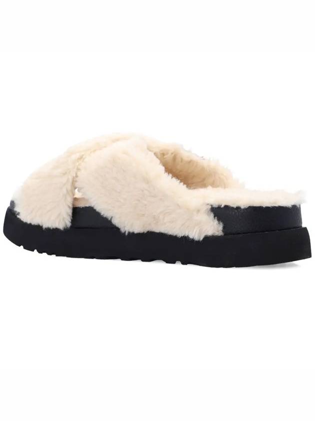 Fuzz Sugar Cross Slide Fur Slippers Natural Black - UGG - BALAAN 4