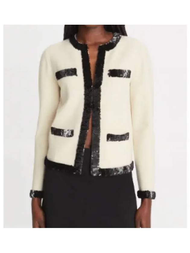 Kendra Wool Sequin Cardigan White - TORY BURCH - BALAAN 2