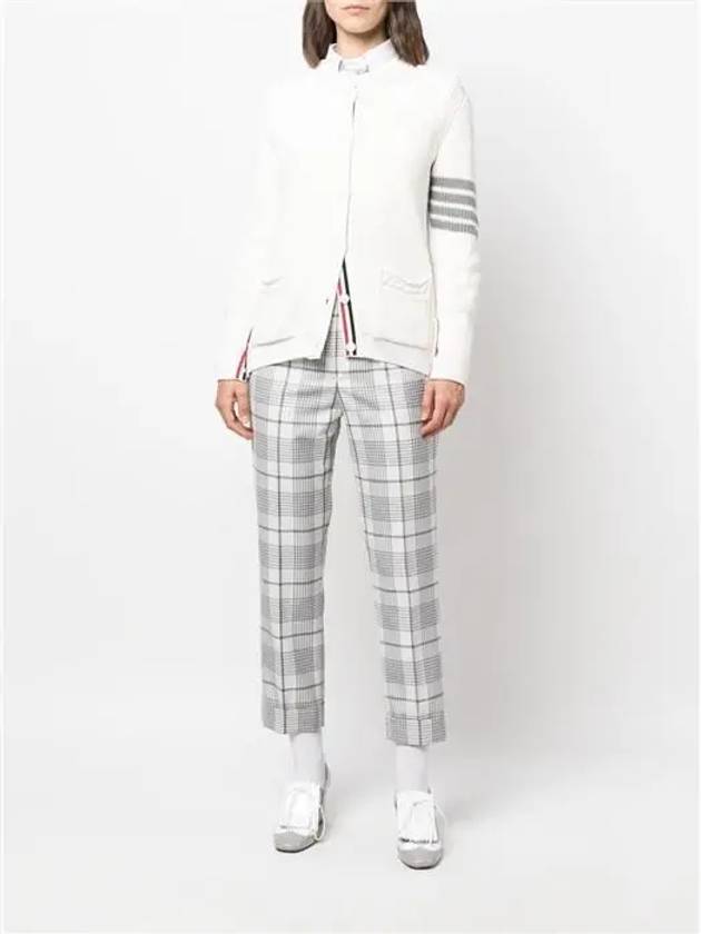 Cotton Jersey Flower 4 Bar V Neck Cardigan White - THOM BROWNE - BALAAN 3