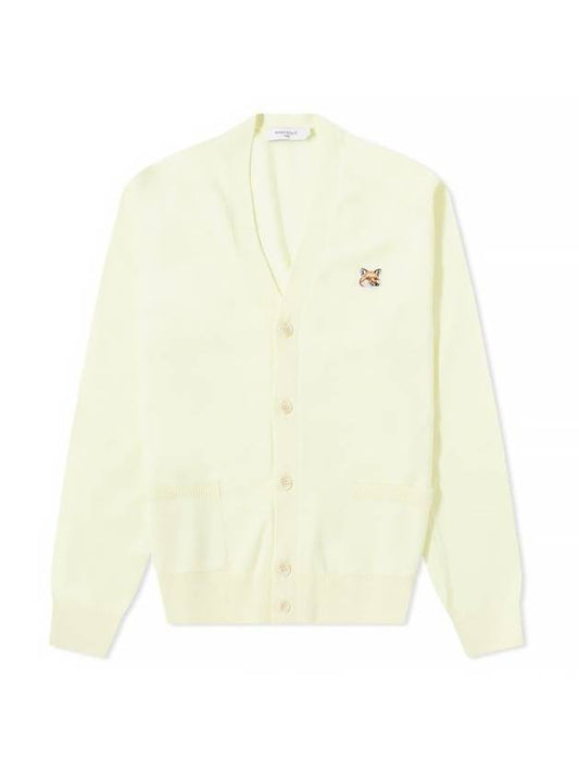 Fox Head Patch Classic Wool Cardigan Yellow - MAISON KITSUNE - BALAAN.