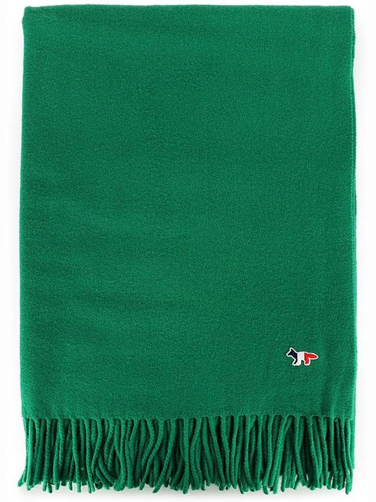 Small Tricolor Fox Wool Muffler Green - MAISON KITSUNE - BALAAN 2