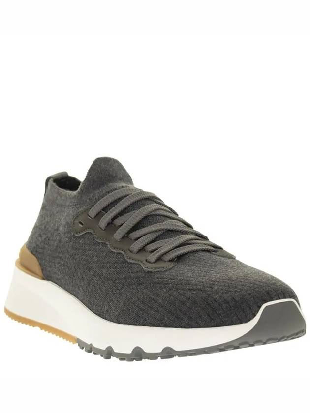 Knit Low Top Sneakers Grey - BRUNELLO CUCINELLI - BALAAN 3