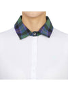 Women's Golf Logo Tech Tartan Neck Short Sleeve PK Shirt White - HYDROGEN - BALAAN 7