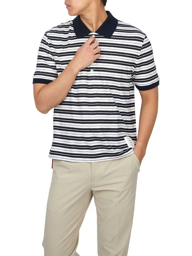 logo patch striped polo shirt MJP191AJ0120 - THOM BROWNE - BALAAN 5