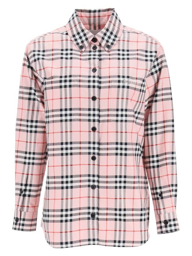 Tartan Logo Long Sleeve Shirt Pink - BURBERRY - BALAAN 1