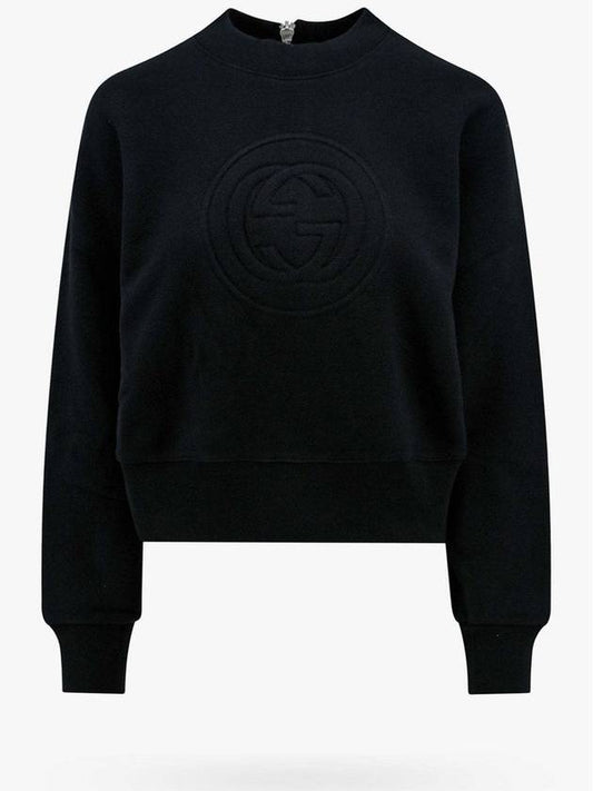 GG Logo Cotton Sweatshirt Black - GUCCI - BALAAN 2