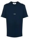 Micro Brushed Logo Print Short Sleeve T-Shirt Navy - MSGM - BALAAN 2