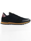 Men's Mesh Suede Rockrunner Low Top Sneakers Black - VALENTINO - BALAAN 3