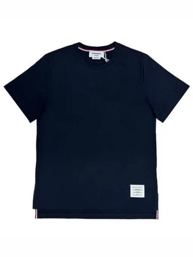 Men's Side Slit Relaxed Short Sleeve T-Shirt Navy - THOM BROWNE - BALAAN 2