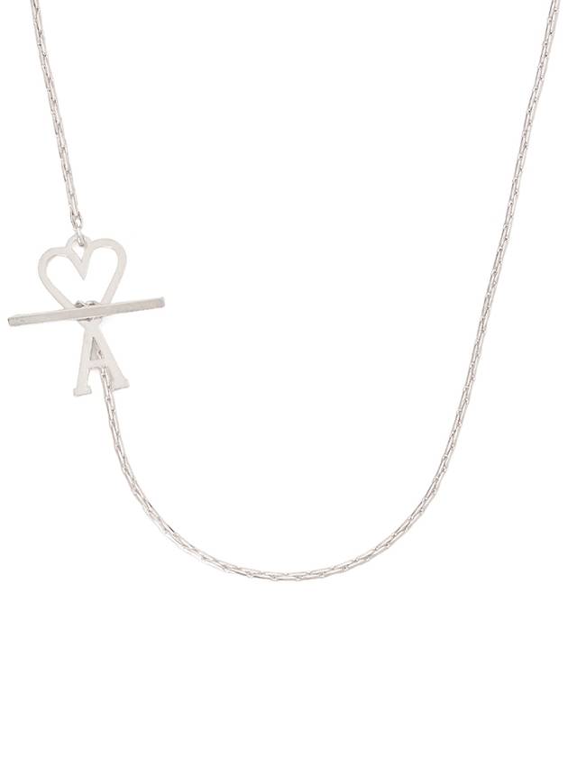 Heart Logo Chain Metal Necklace Silver - AMI - BALAAN 2