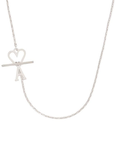 Heart Logo Chain Metal Necklace Silver - AMI - BALAAN 2