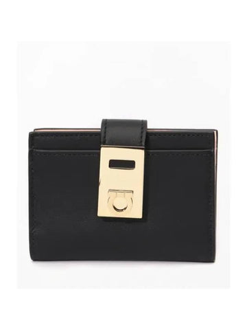 Hug Two-Tone Card Wallet Black - SALVATORE FERRAGAMO - BALAAN 1