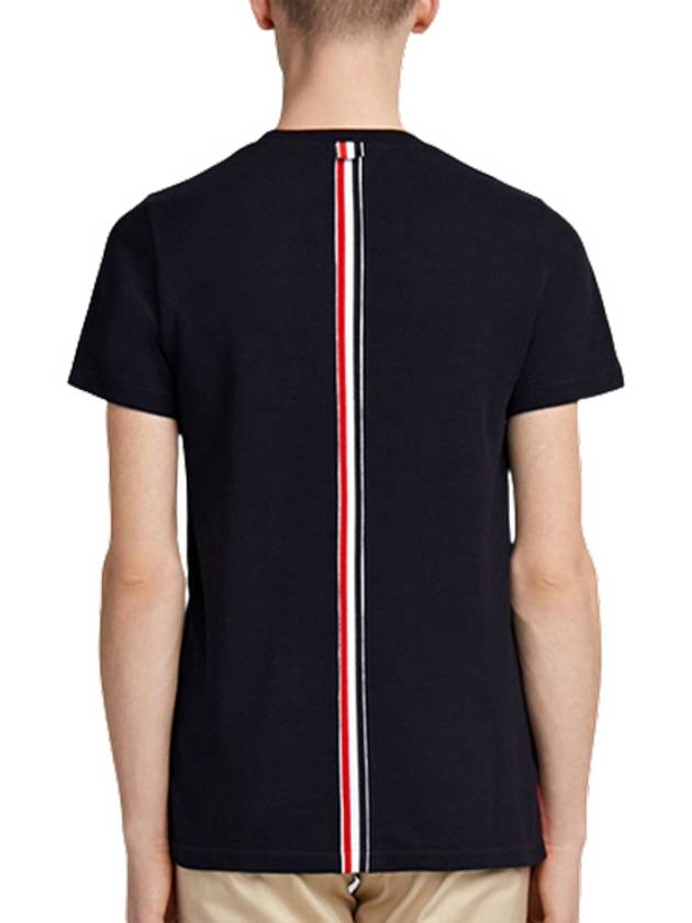 Men's Center Back Striped Short Sleeve T-Shirt Navy - THOM BROWNE - BALAAN 6