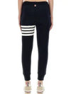 Women's Engineer 4 Bar Cotton Loopback Knit Track Pants Navy - THOM BROWNE - BALAAN 4