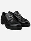 Triangle Logo Chocolate Brushed Leather Loafers Black - PRADA - BALAAN 2